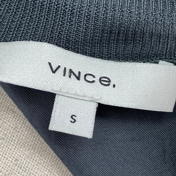 Vince Rib Trim Woven Top Womens S Oversized Boxy Lagenlook Chic Minimalist Grey - Picture 13 of 16